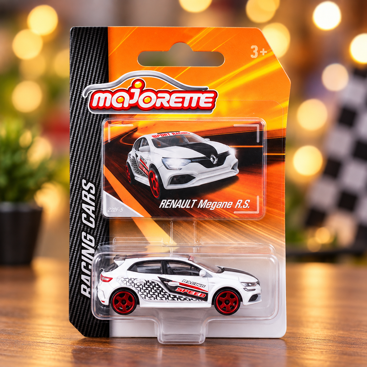 Majorette Renault Megane R.S. Racing Cars Die-Cast Model – White Sports Car with Red Wheels