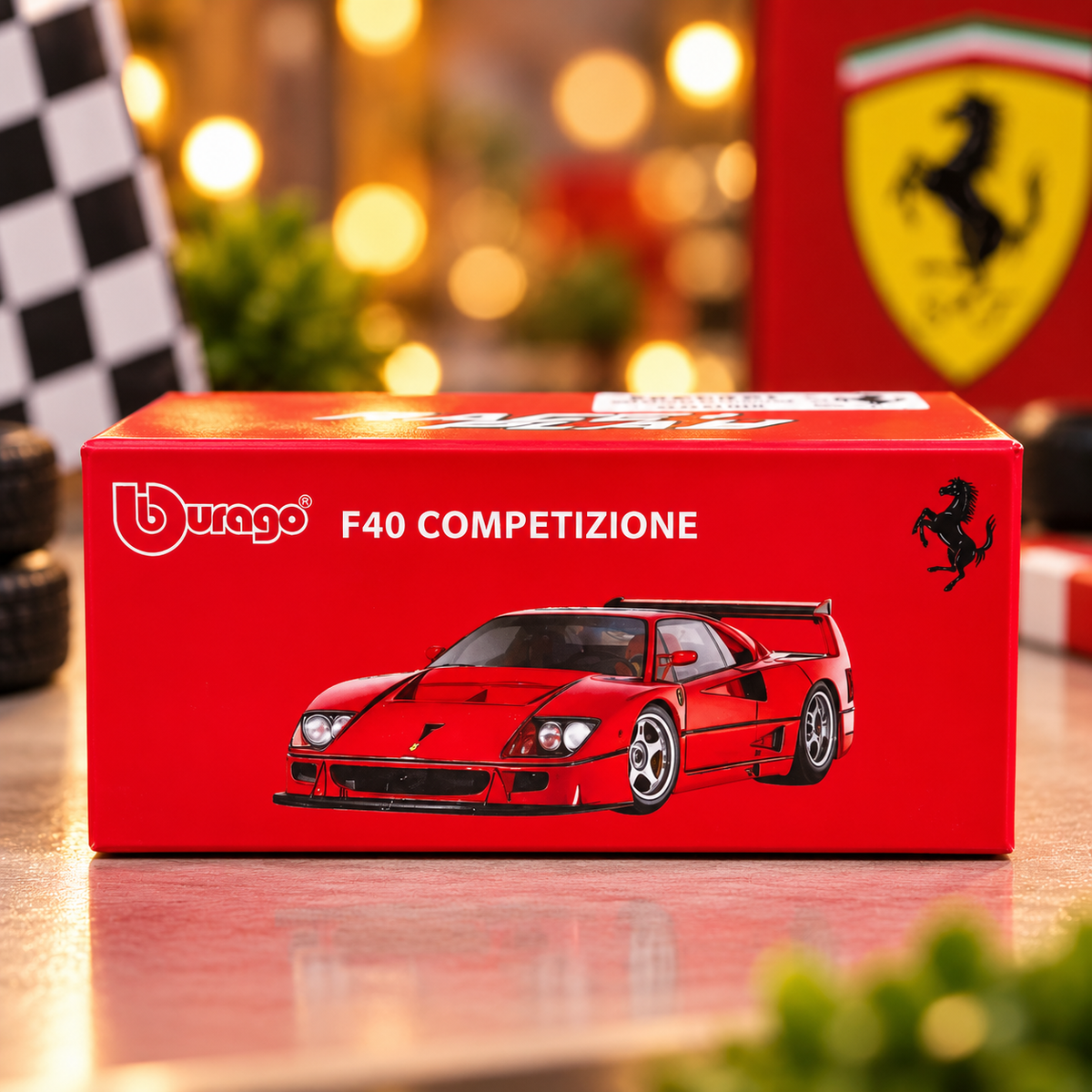 Bburago Ferrari F40 Competizione Die-Cast Model Car – Red Racing Supercar Collectible