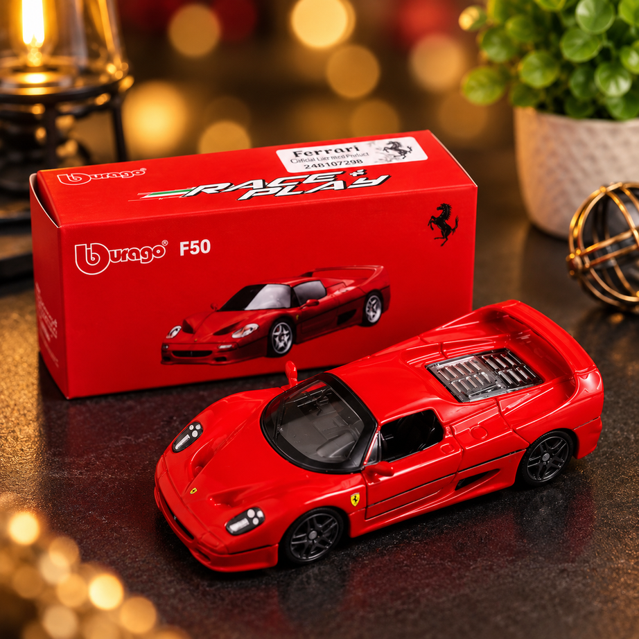 Bburago Ferrari F50 Red Die-Cast Model Car – Official Licensed Collectible Racing Car