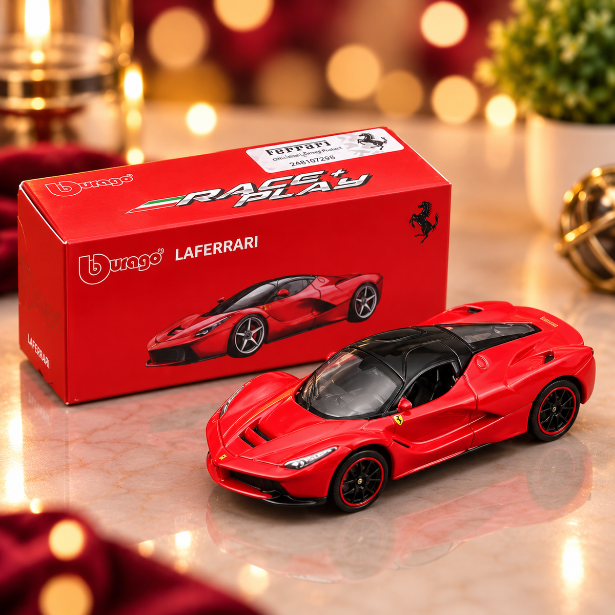 Bburago Ferrari LaFerrari Red Die-Cast Model Car – Official Licensed Collectible Sports Car