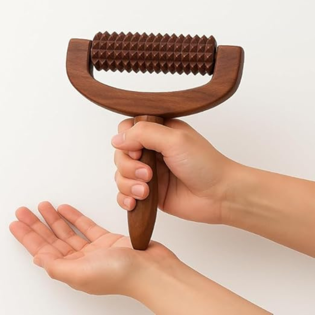 Wooden Body Massage Roller | Hand-Held Stress Relief Tool