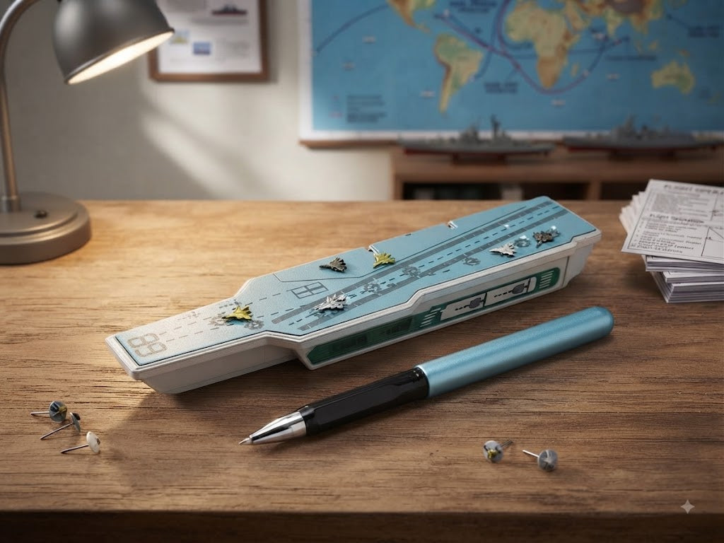 Aircraft Carrier Theme Metal Ballpoint Pen with Creative Flight Deck Case