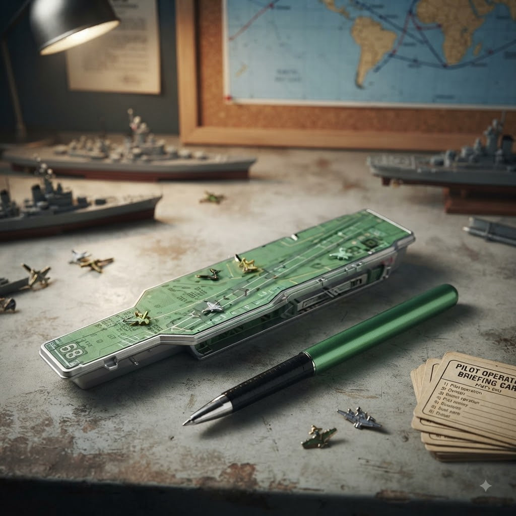 Aircraft Carrier Theme Metal Ballpoint Pen with Creative Flight Deck Case