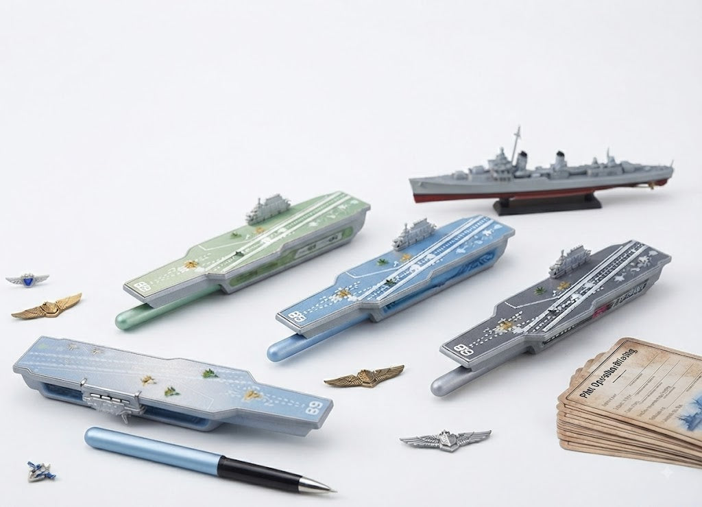 Aircraft Carrier Theme Metal Ballpoint Pen with Creative Flight Deck Case