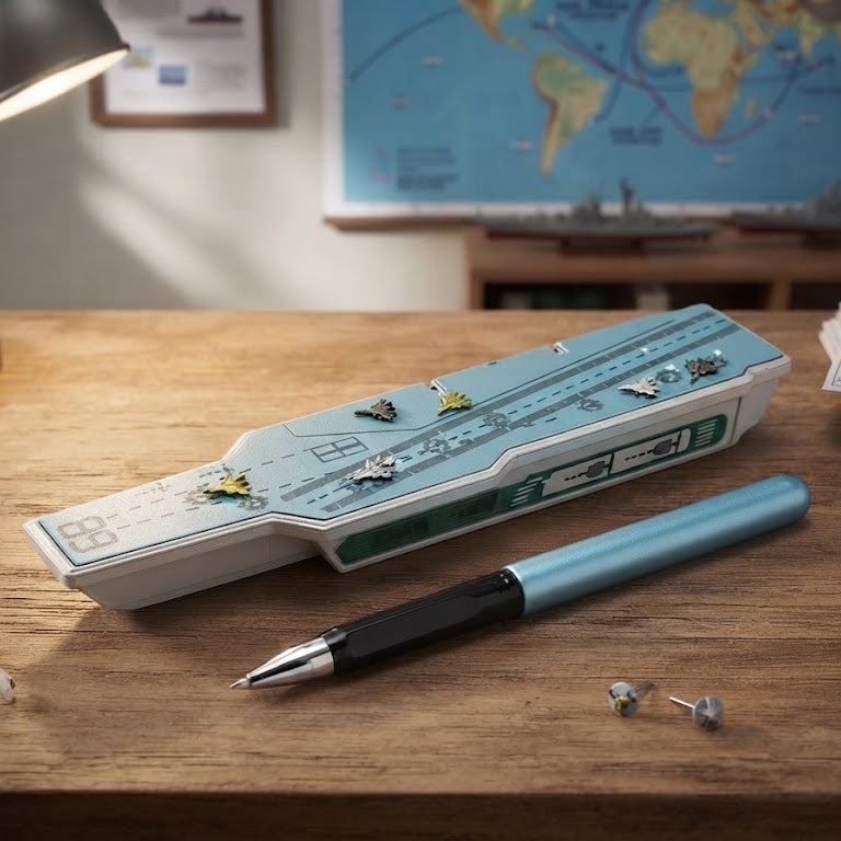 Aircraft Carrier Theme Metal Ballpoint Pen with Creative Flight Deck Case