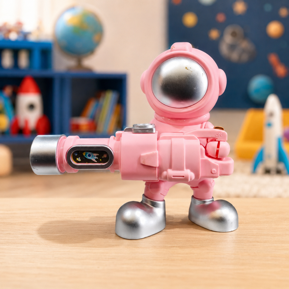 Pink astronaut spray toy with light and sound effects