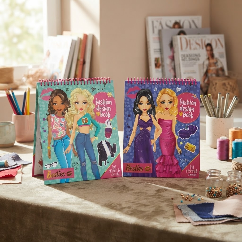 Besties Fashion Design Sketchbook & Activity Journal with Stencils and Stickers