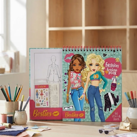 Besties Fashion Design Sketchbook & Activity Journal with Stencils and Stickers