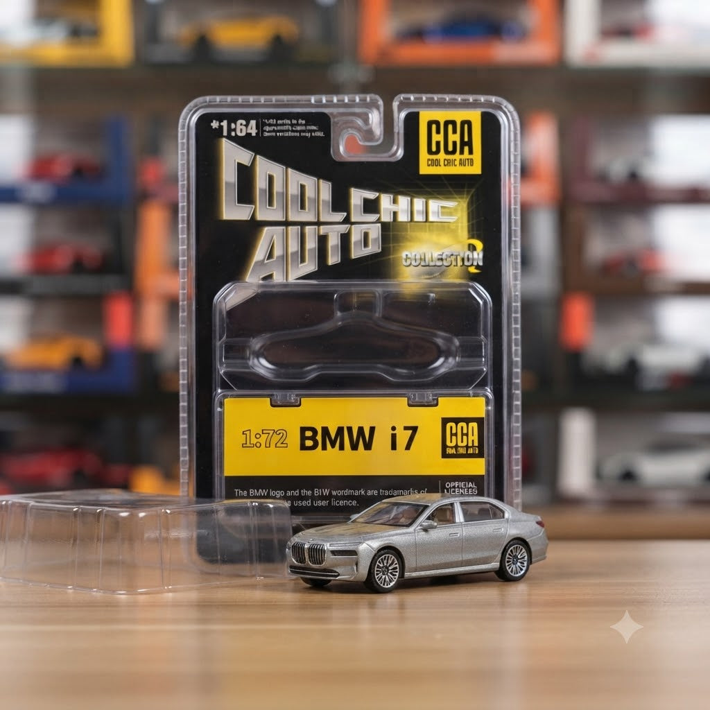Cool Chic Auto (CCA) Collection Series - 1:72 Scale BMW i7 Die-Cast Model Car in Blister Packaging
