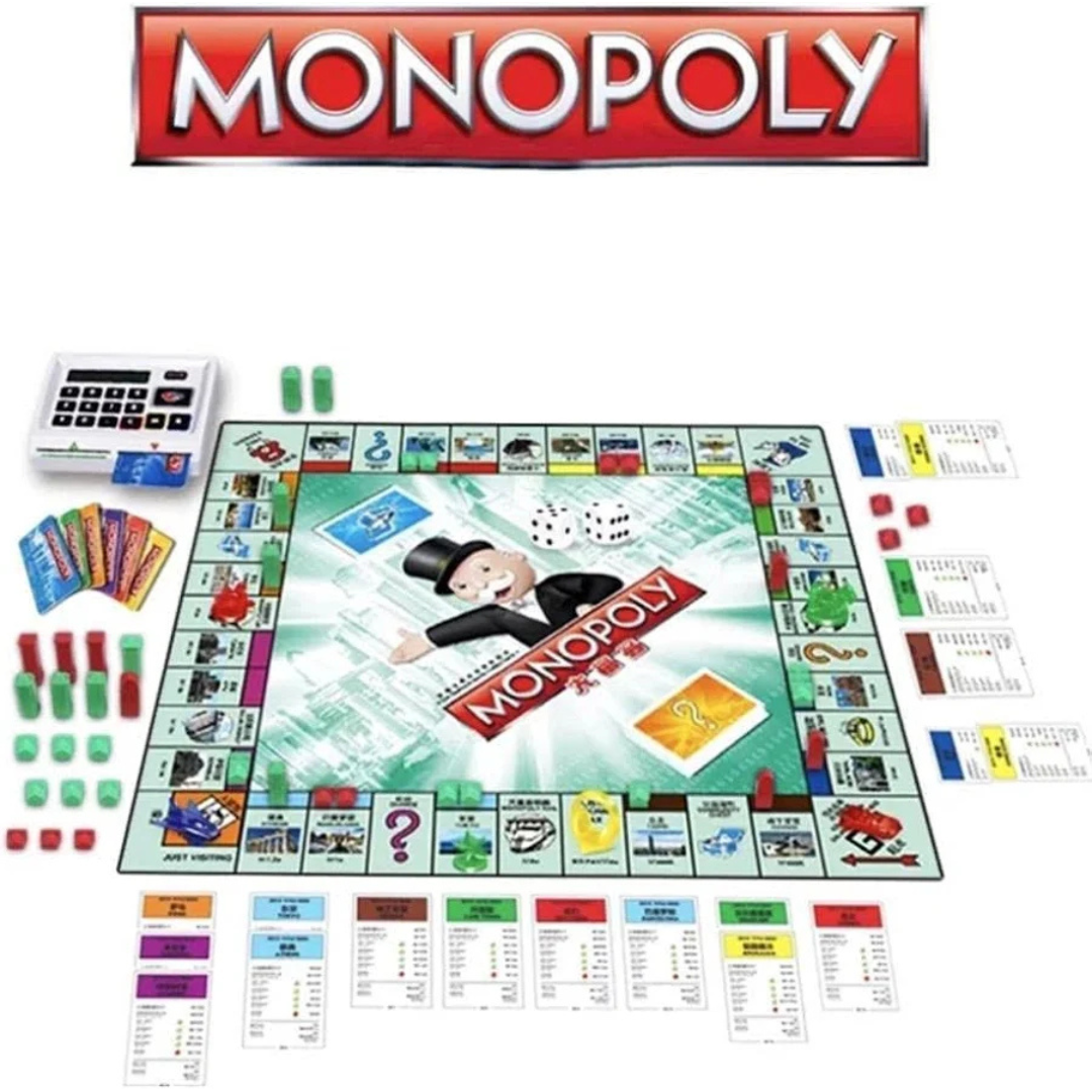 Inculdes game board,1 electronic banking machine,bank cards ,dice and etc