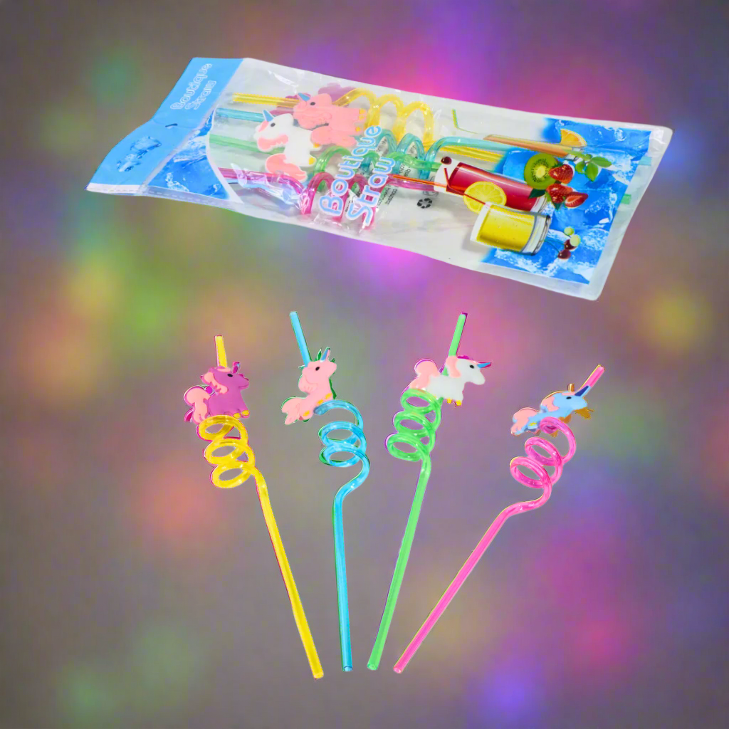 Kidsbestie-Boutique Straws-4 PCS Curly Reusable Straws for Children