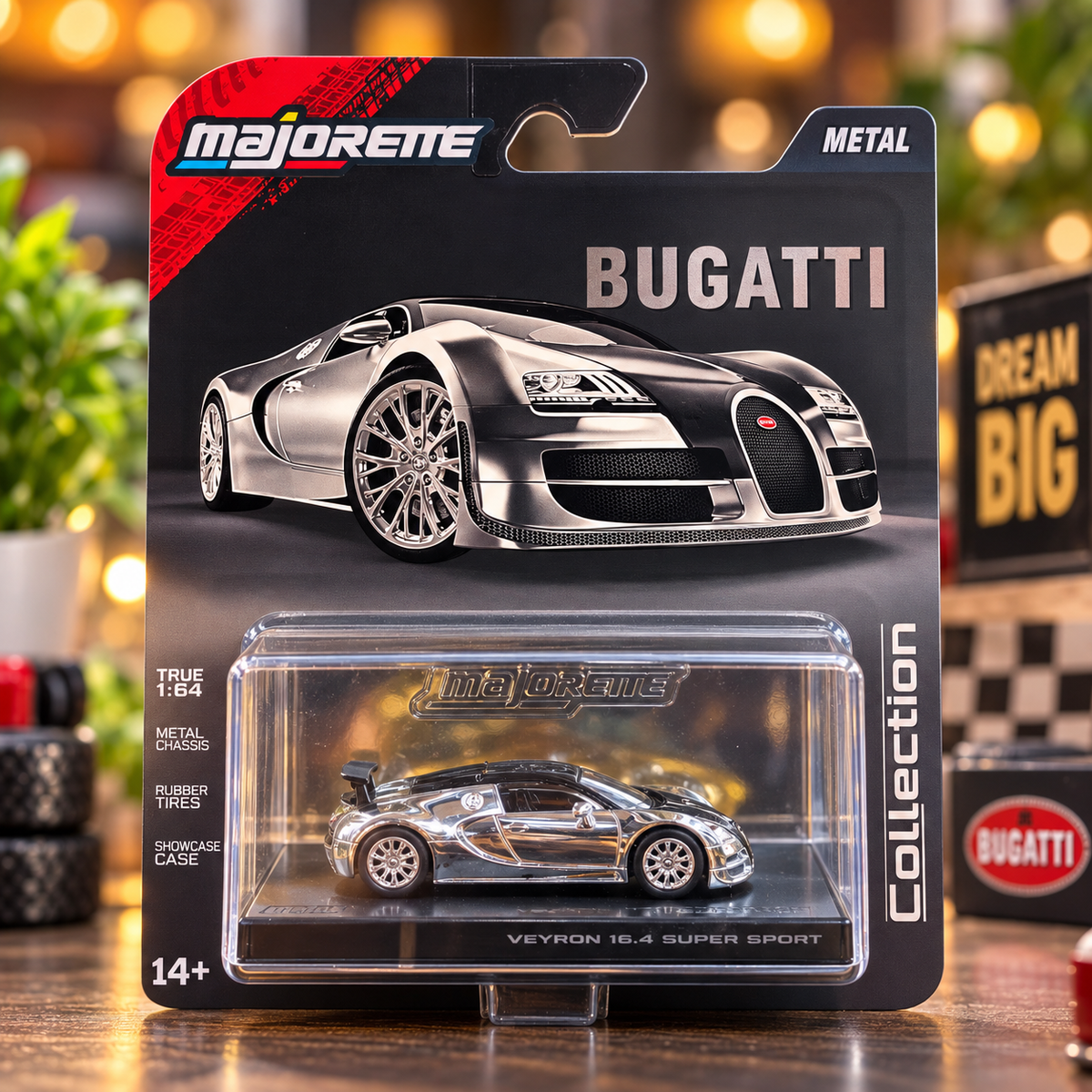 Majorette 2005 Bugatti Veyron 16.4 Super Sport 1:64 Die-Cast Metal Collectible Car with Showcase Case