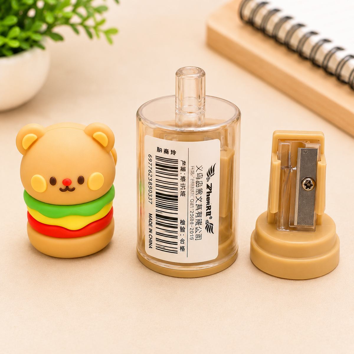 Inner detachable container of novelty pencil sharpener