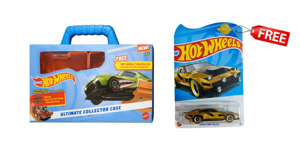 Hot Wheels Ultimate Collector Case & Bonus Golden Car Set
