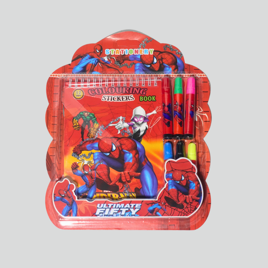 Kidsbestie- Coloring Stationery Sticker Book with Six Sketch Pens 