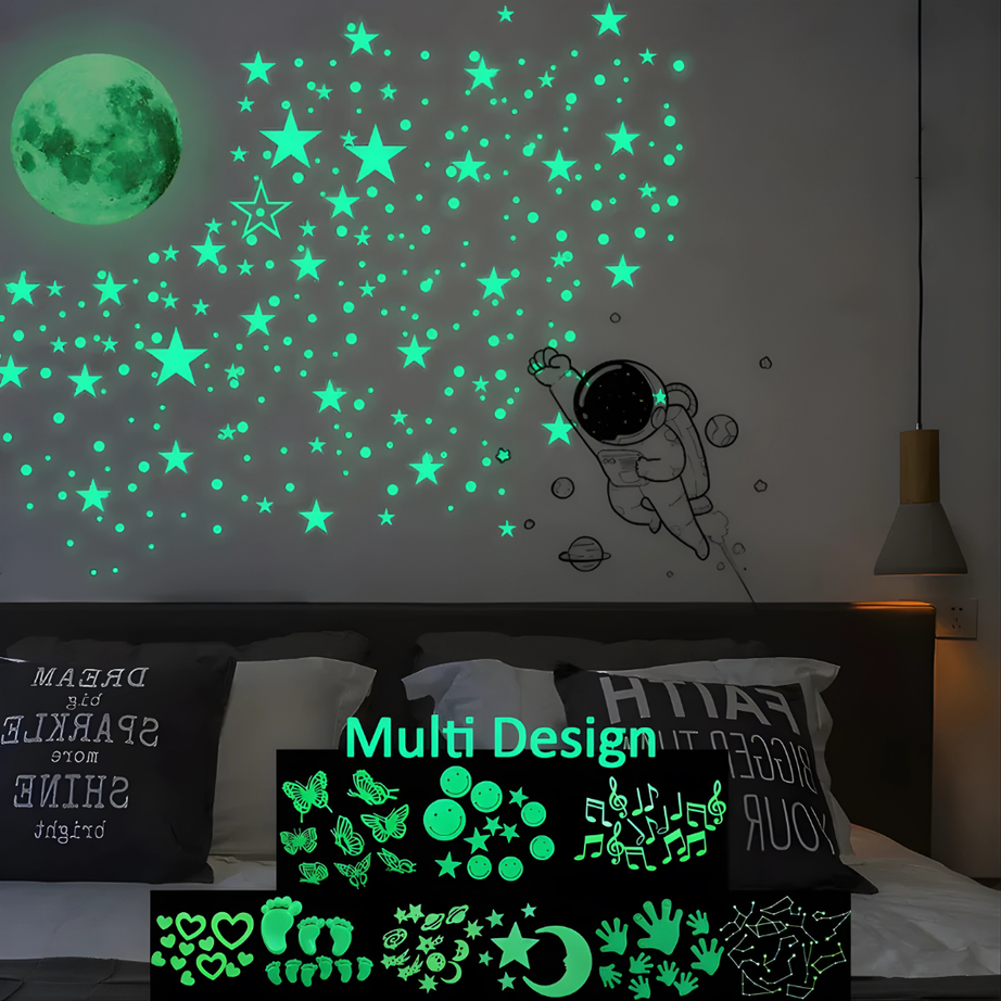 🌟 Glow in the Dark Fluorescent Night Wall Stickers (Multicolor) 🌙✨
