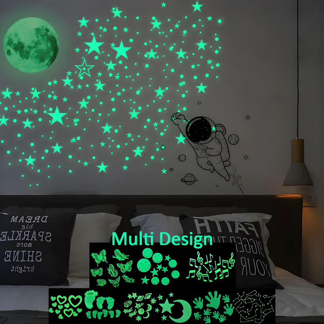 🌟 Glow in the Dark Fluorescent Night Wall Stickers (Multicolor) 🌙✨