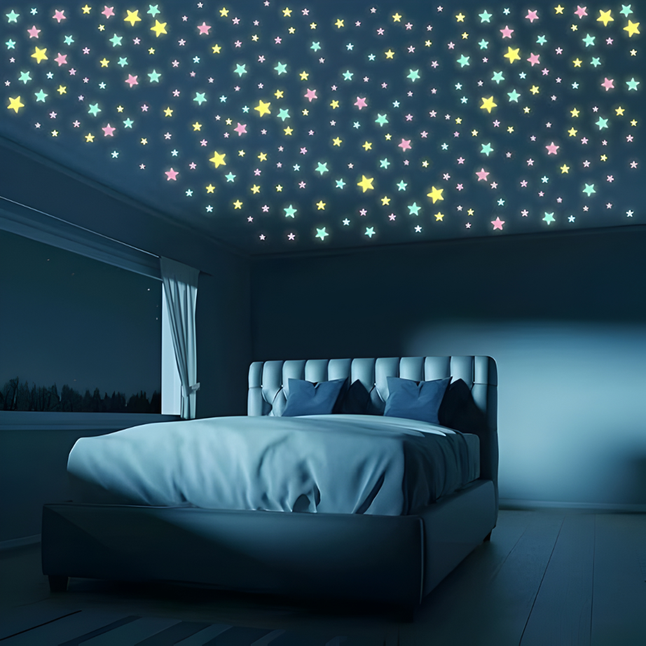 🌟 Glow in the Dark Fluorescent Night Wall Stickers (Multicolor) 🌙✨