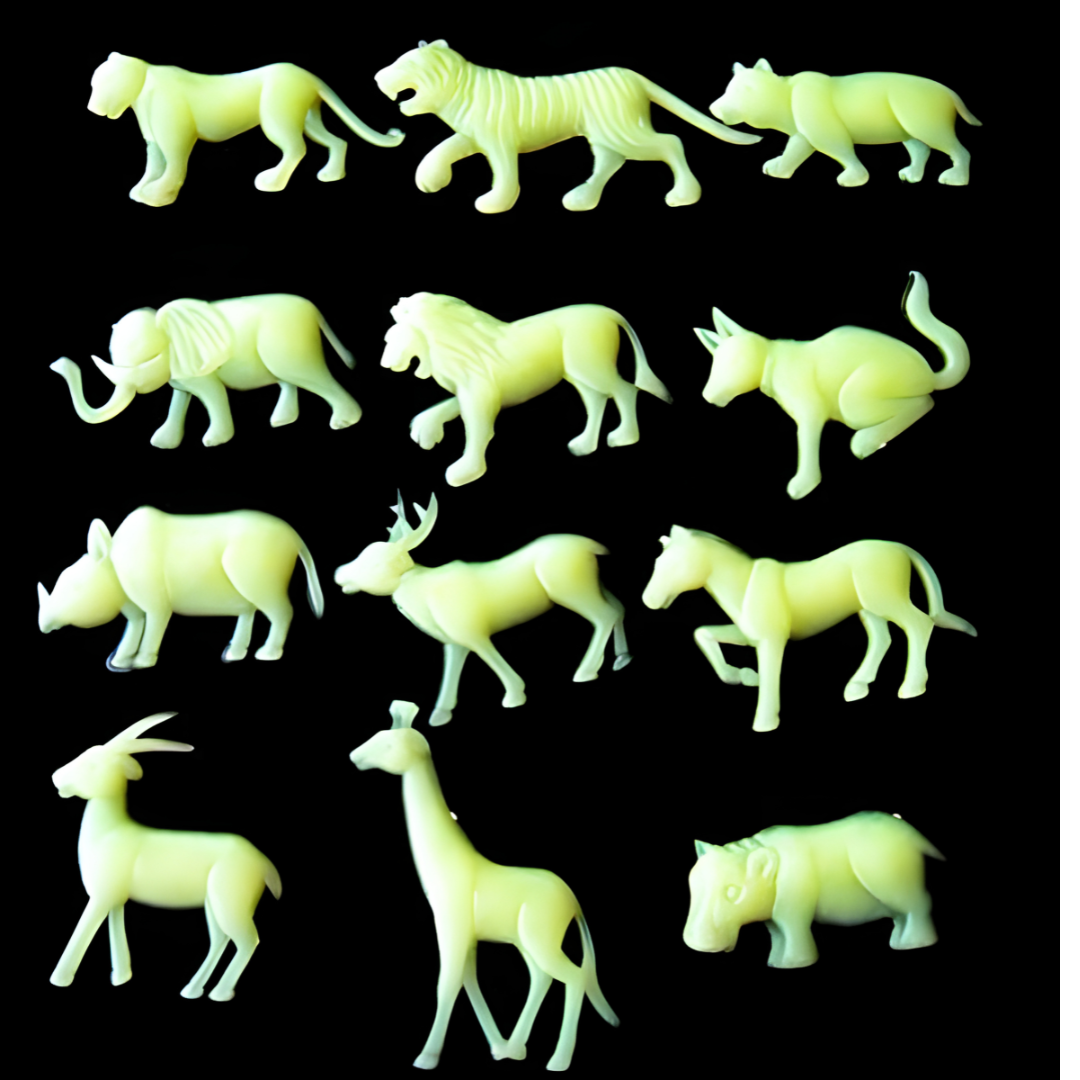 ✨ Glow Safari Night – Glow in the Dark Animal Figures (12 pcs) ✨🐘