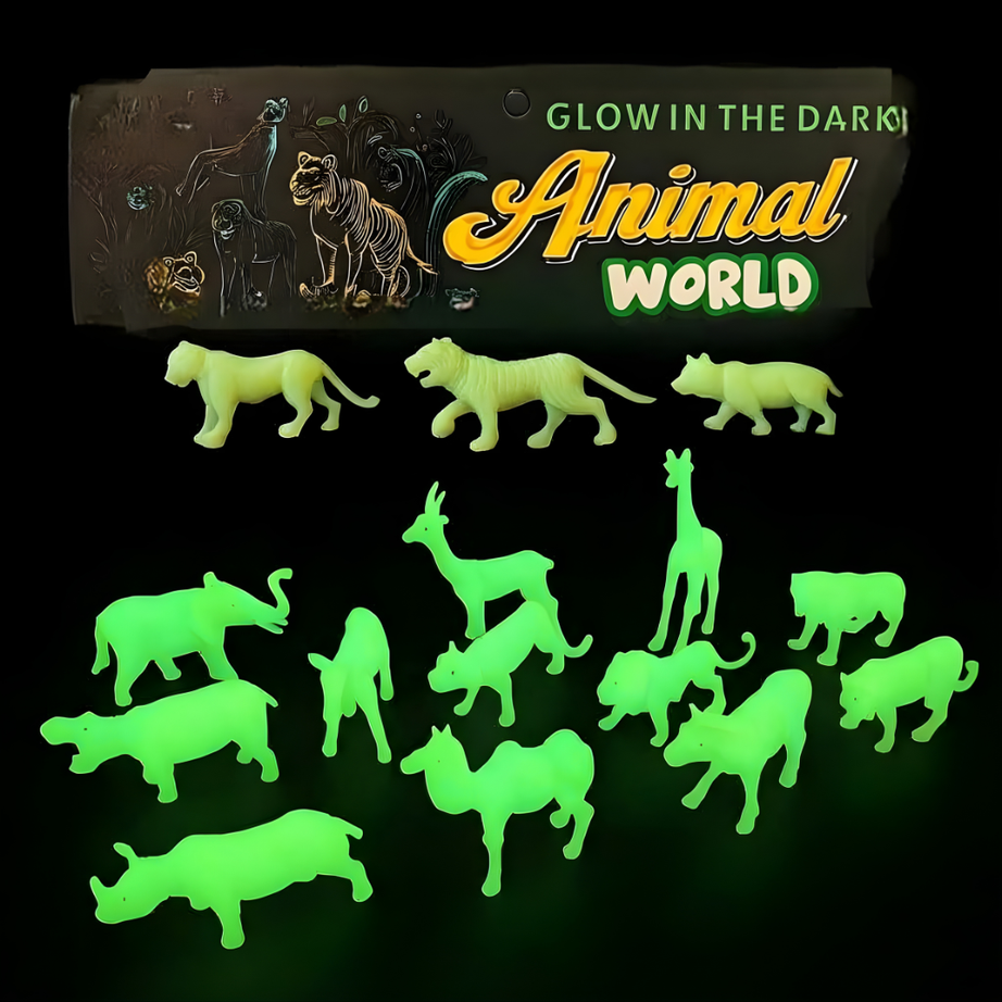 ✨ Glow Safari Night – Glow in the Dark Animal Figures (12 pcs) ✨🐘