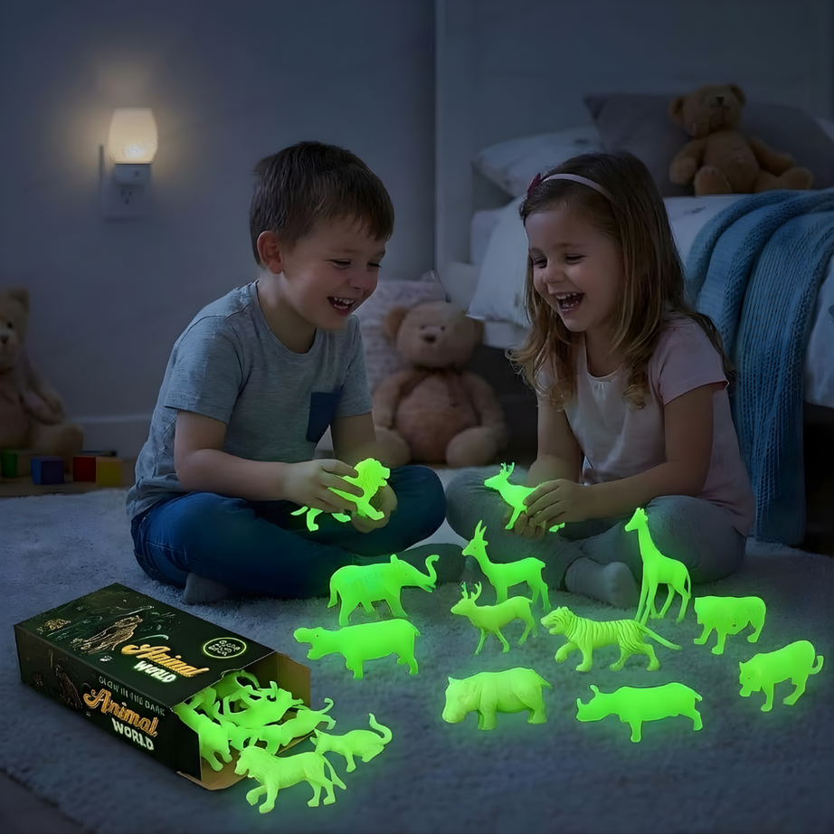 ✨ Glow Safari Night – Glow in the Dark Animal Figures (12 pcs) ✨🐘