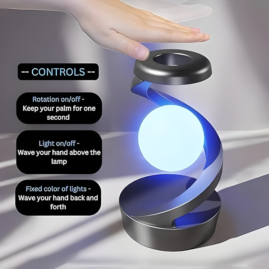 ✨ Rotating Suspension LED Table Lamp with Wireless Charger – 360° Floating RGB Magnetic Night Light (White)