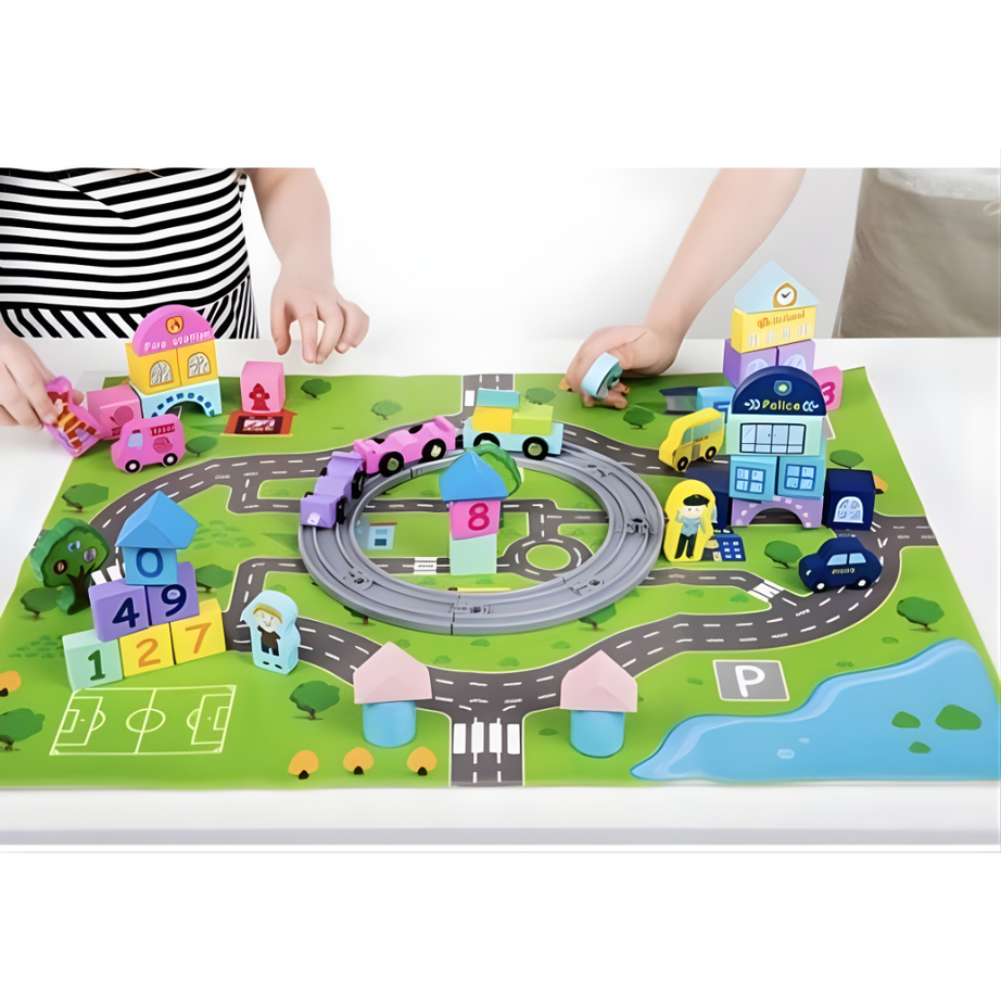 🚂 Train Railway City Blocks – 56 Pcs Creative Building Set for Kids 🏙️
