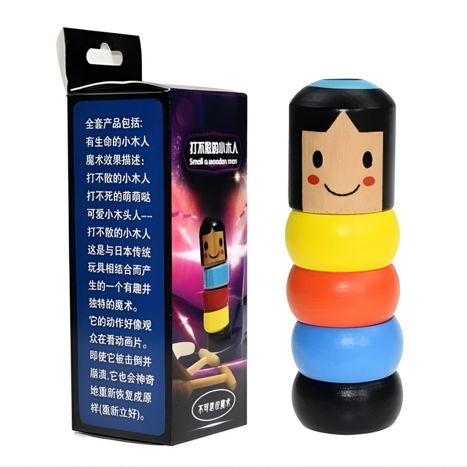 🪵 Unbreakable Immortal Wooden Man – Magic Balancing Toy for Kids