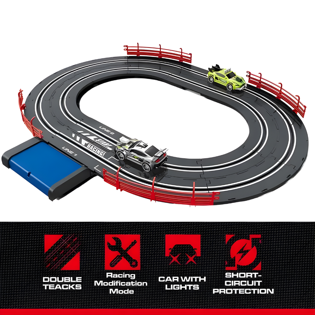 🏎️ Electric Racing Track Set – Dual Slot Car Racing Fun for Kids ⚡