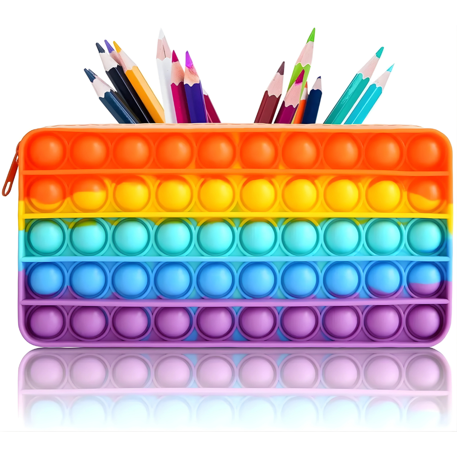 ✏️🌈 Pop It Pencil Case – Fun Stress-Relief Silicone Pencil Pouch for Kids