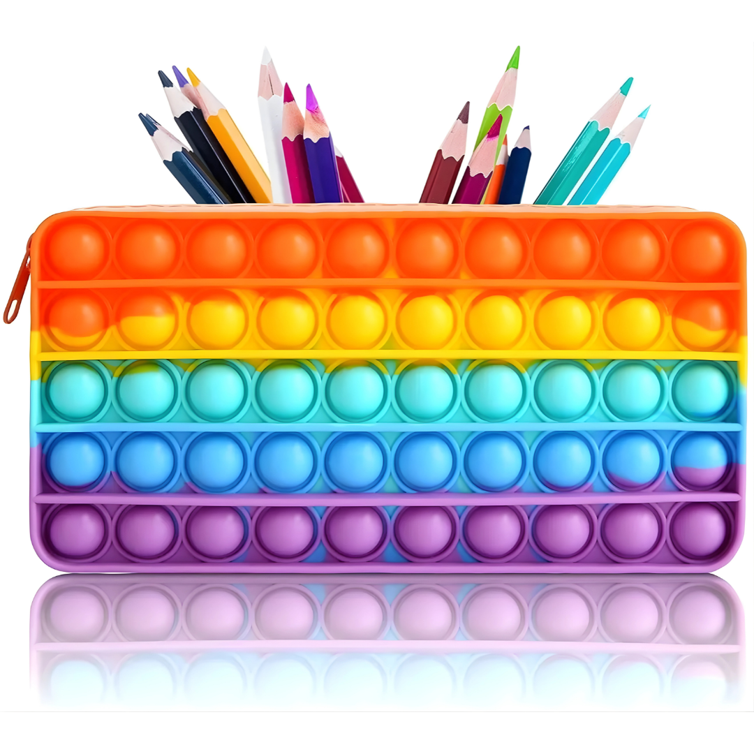 ✏️🌈 Pop It Pencil Case – Fun Stress-Relief Silicone Pencil Pouch for Kids