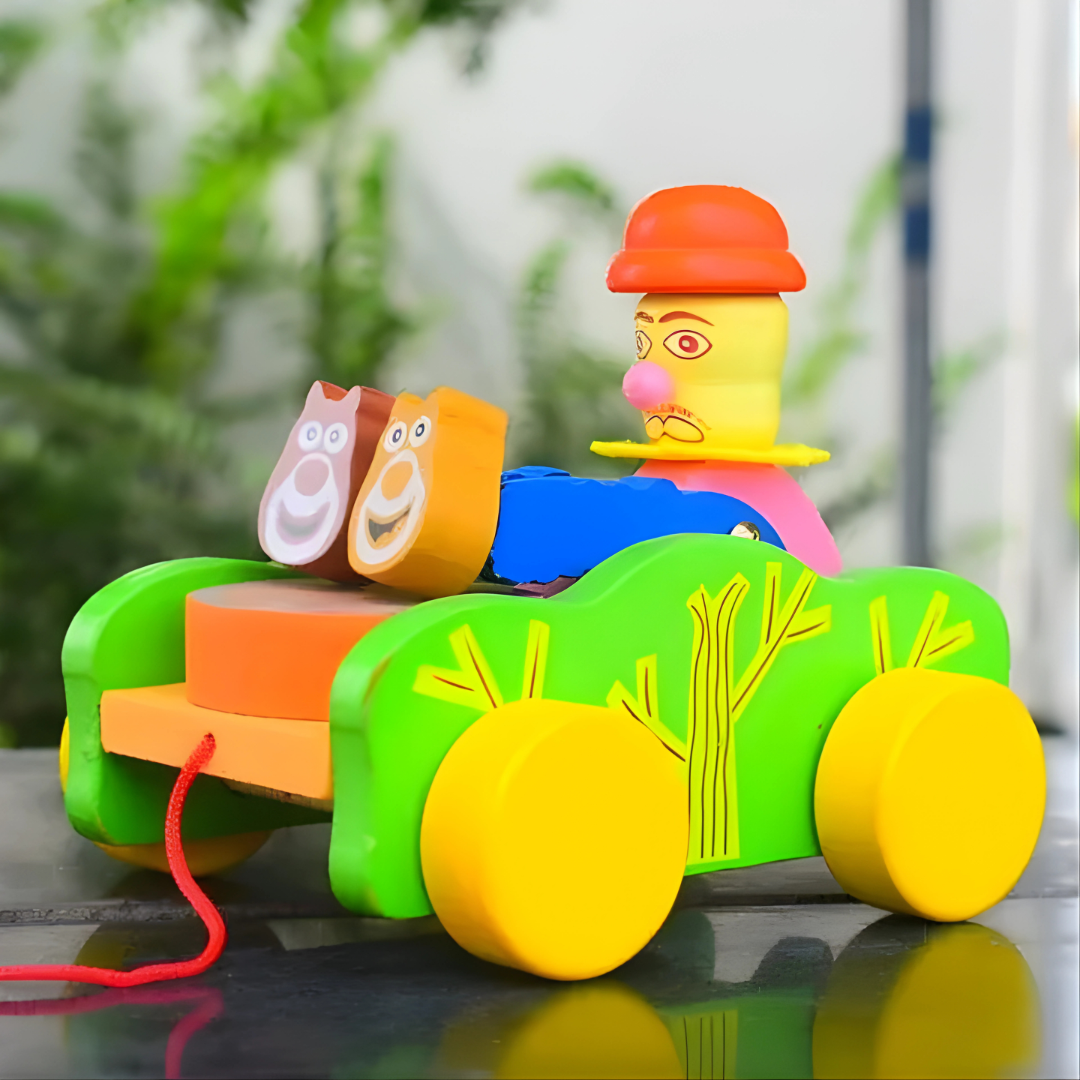 🃏 Wooden Joker Pull-Along Toy – Fun Rolling Companion for Kids 🎉