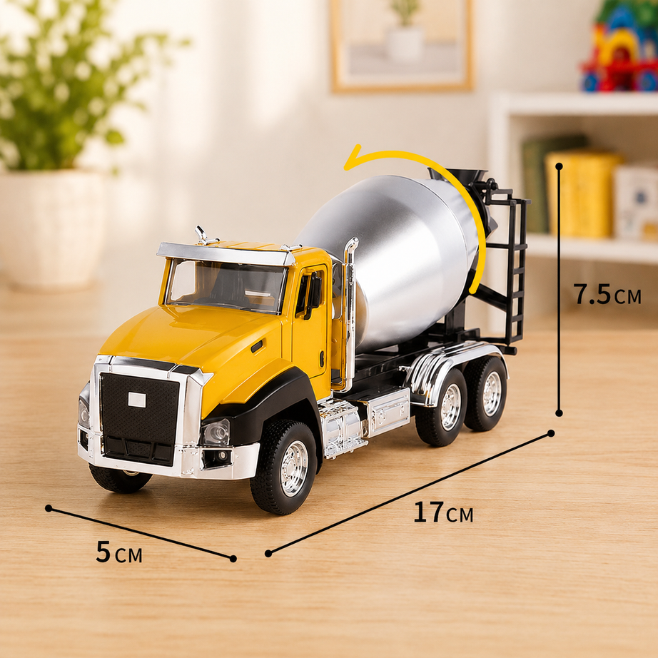 heavy duty alloy metal cab ,paired with functional  mixer drum