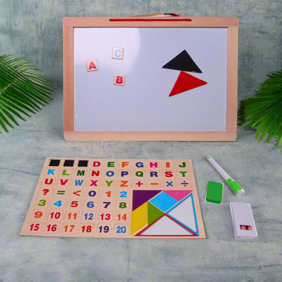 Kidsbestie-1 Double Sided Wooden Board Black Slate & White Board-Big