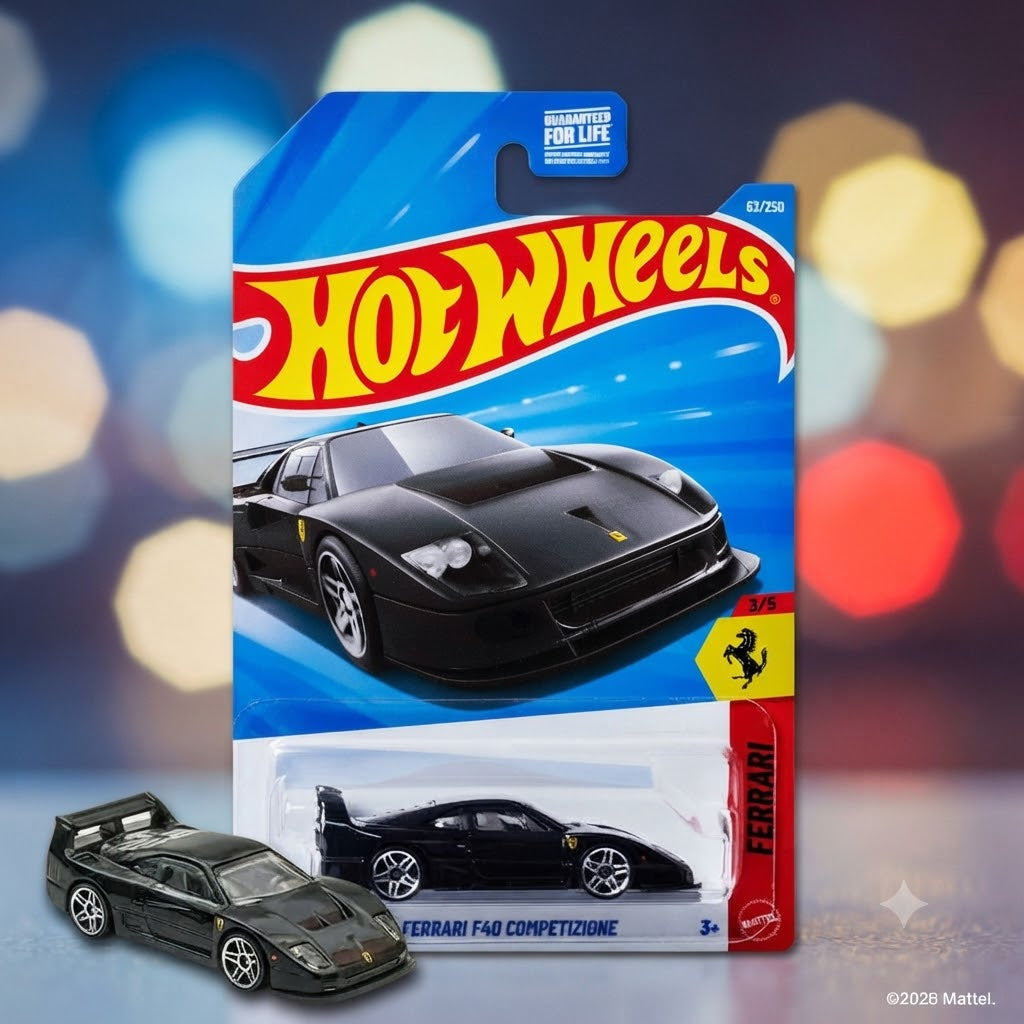 1+1 Hot Wheels Combo  Ultimate Dark Edition Die-Cast Duo: '83 Chevy Silverado & Ferrari F40 Competizione