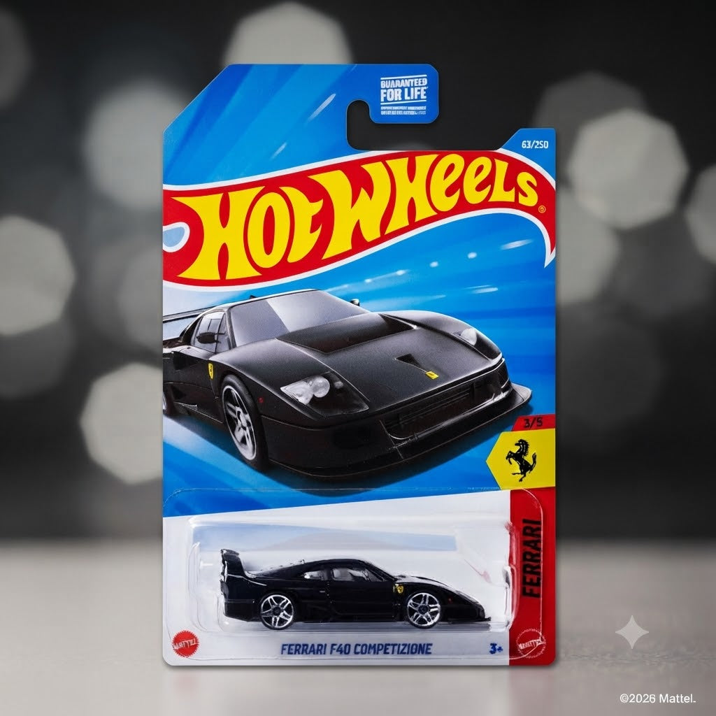 1+1 Hot Wheels Combo  Ultimate Dark Edition Die-Cast Duo: '83 Chevy Silverado & Ferrari F40 Competizione