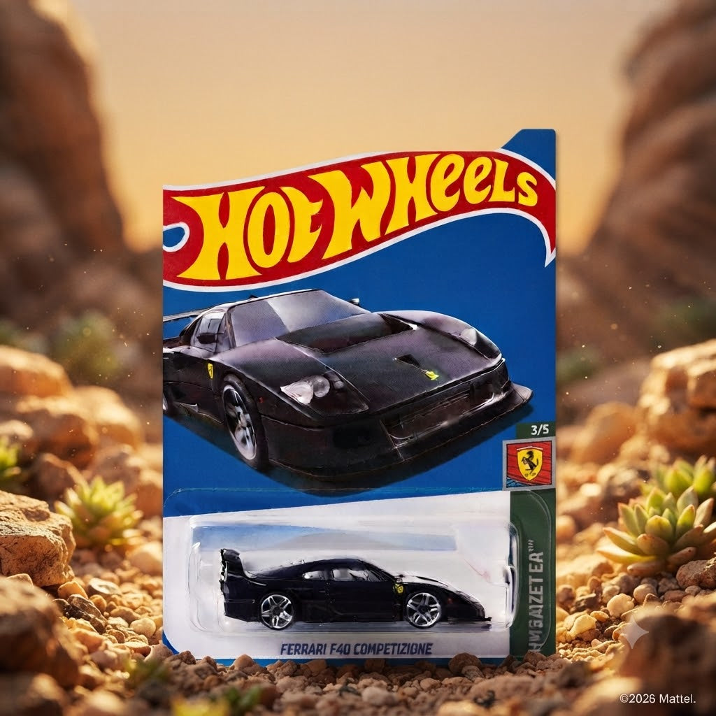 1+1 Hot Wheels Combo  Ultimate Dark Edition Die-Cast Duo: '83 Chevy Silverado & Ferrari F40 Competizione