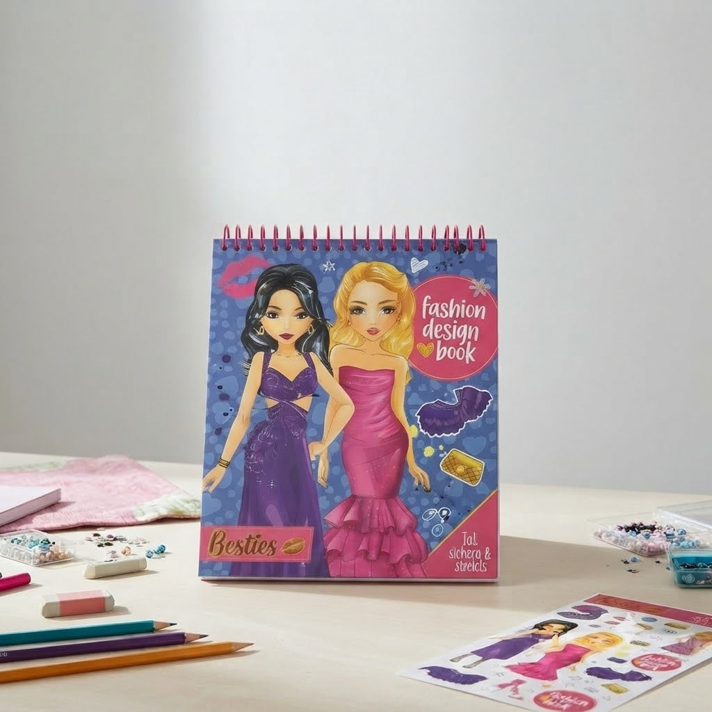 Besties Fashion Design Sketchbook & Activity Journal with Stencils and Stickers