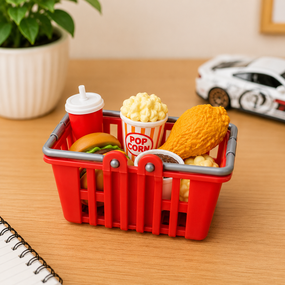 Fast Food Eraser set with basket