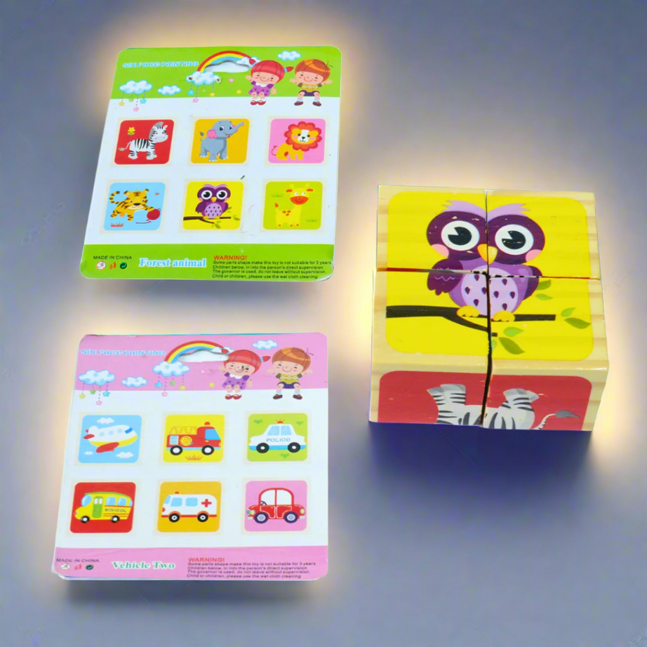 Kidsbestie-Four Sides Draw Mini, 3D Wooden Puzzle for Children