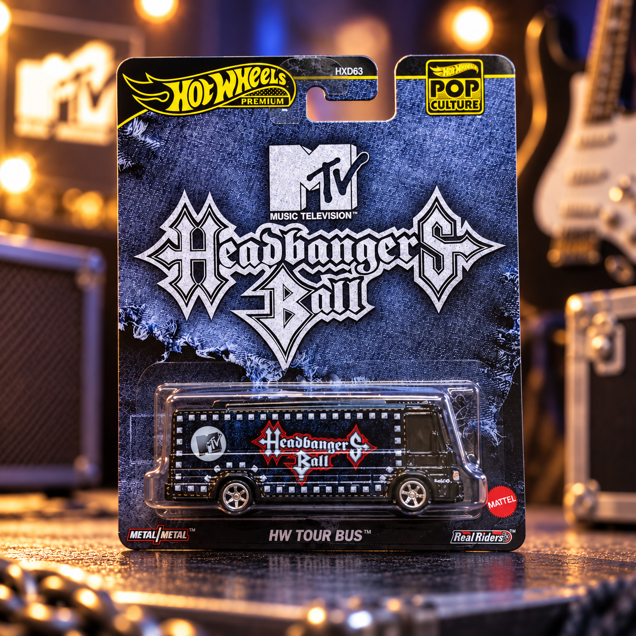 Hot Wheels Premium Pop Culture MTV Headbangers Ball HW Tour Bus – Metal/Metal Real Riders Die-Cast Collectible
