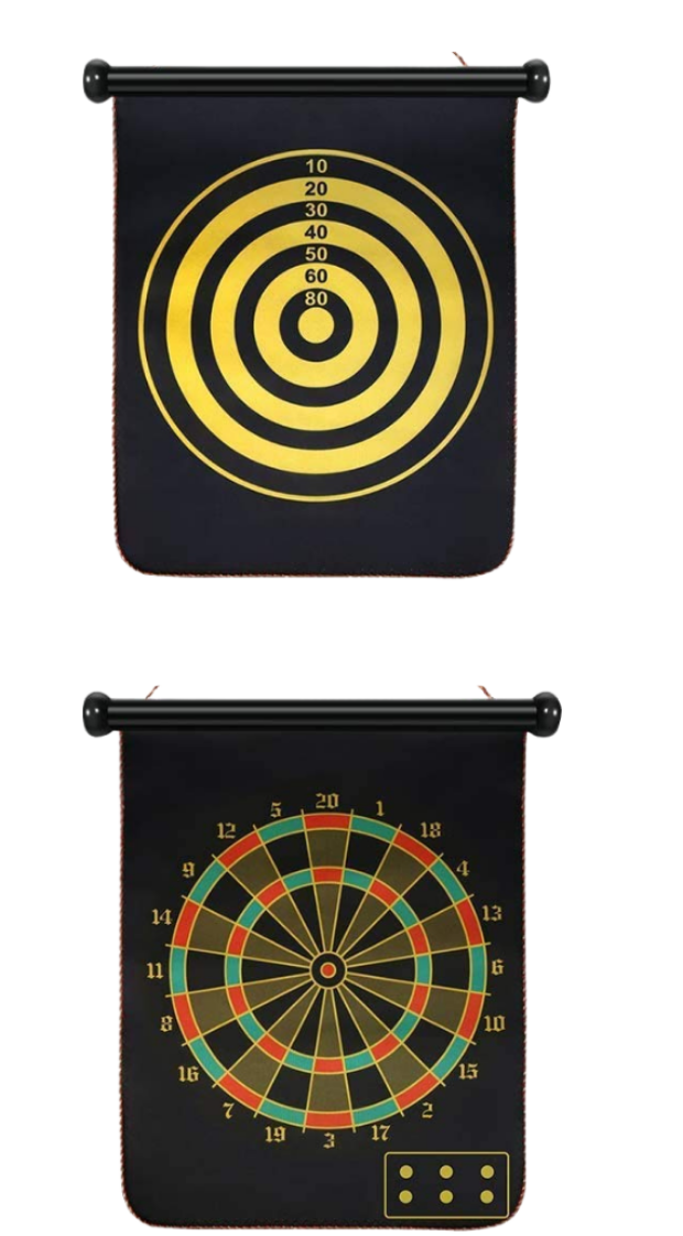 2 in 1 Magnetic Dart Board Game with 4 Magnetic Darts – Roll-Up Edition(Front & Back) | KidsBestie