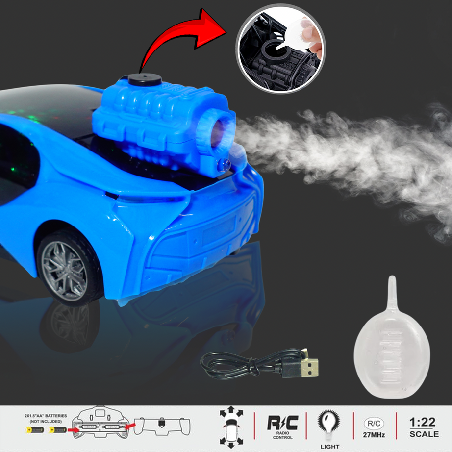 SPRAY 3D Smoke Rechargeable Type C RC Car for Kids(Random Colours)