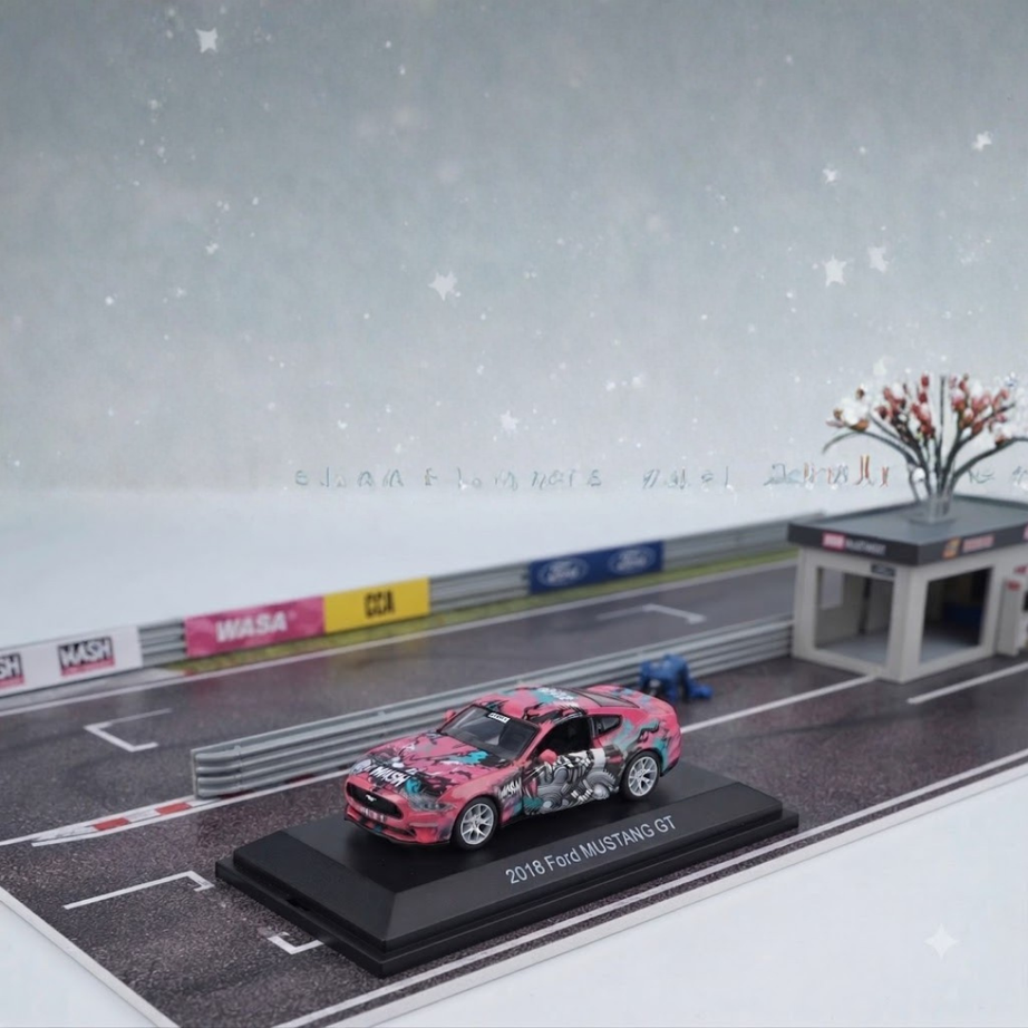 CCA 2018 Ford Mustang GT 1:64 Scale Diecast Model in Pink Camo Display Box