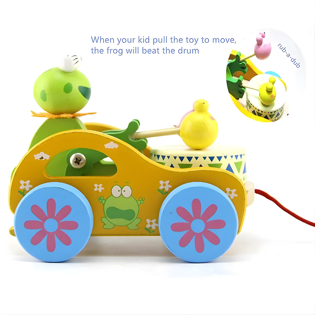 🐸 Pull-Along Wooden Frog Toy – Fun Walking Companion for Kids 🧸