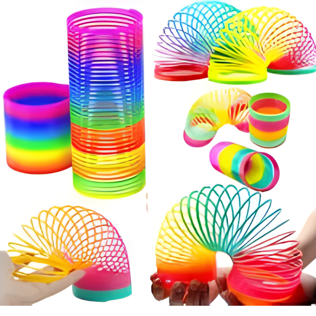 🌈 Magic Rainbow Spring Coil Toy – Colorful Stretchy Fun for Kids & Stress Relief 🎉 With Random Colors & Design
