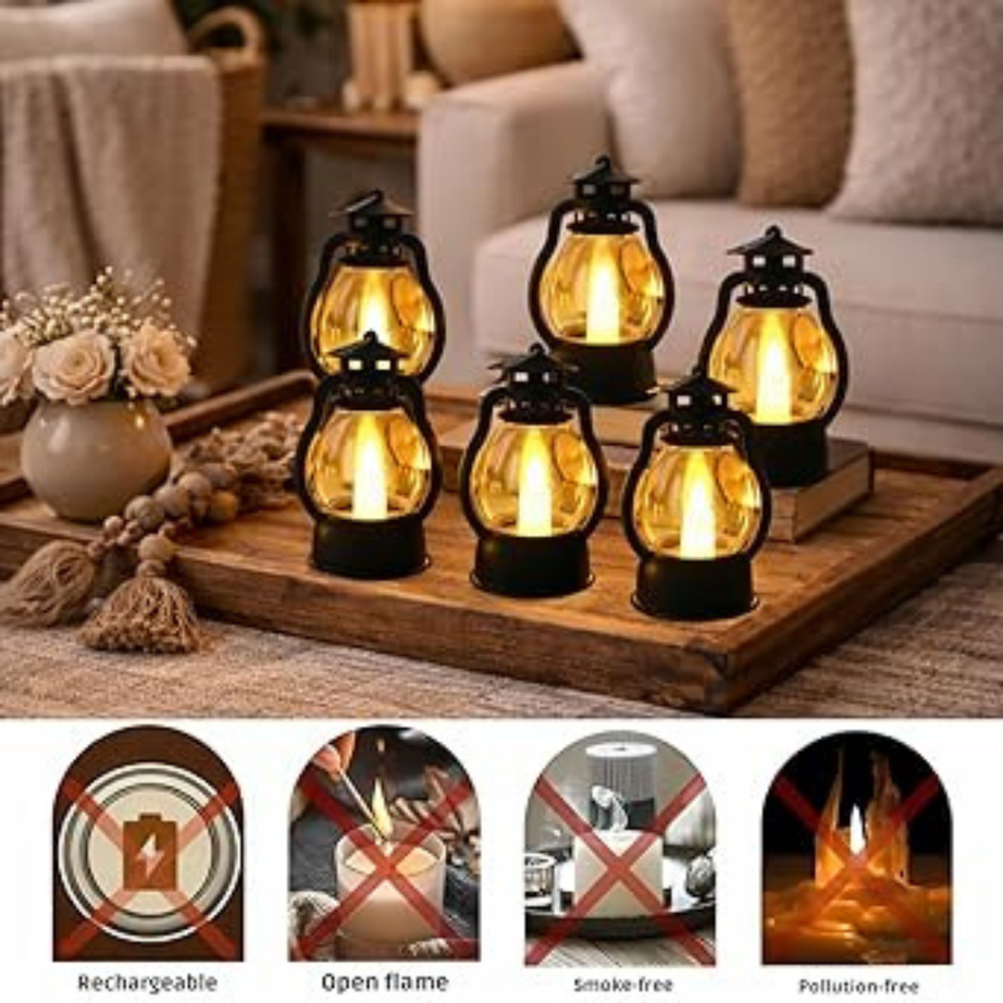Mini LED Lantern lights configured in a warm yellow & white flame
