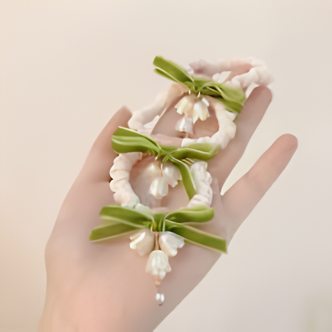 White lily of the valley bell blossom  hair ties