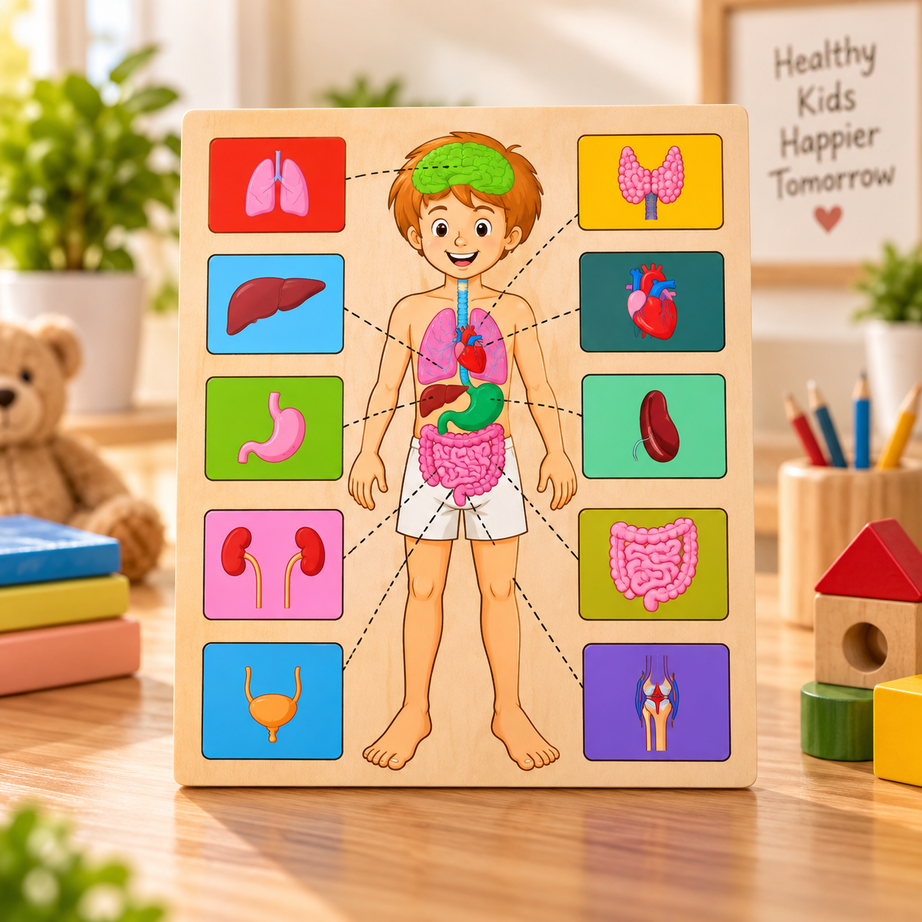 Wooden Human Body Internal Organs Learning Puzzle for Kids – Anatomy & Body Parts Educational Puzzle