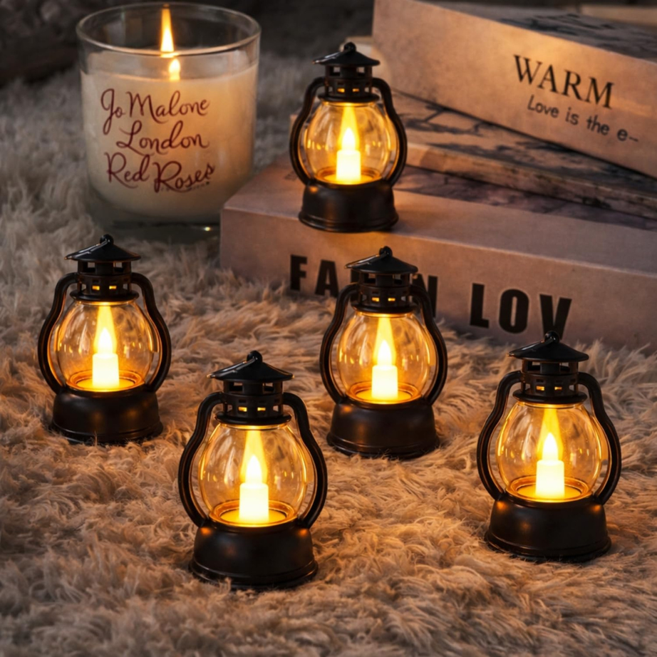 Flameless battery operated vintage-style mini lamps